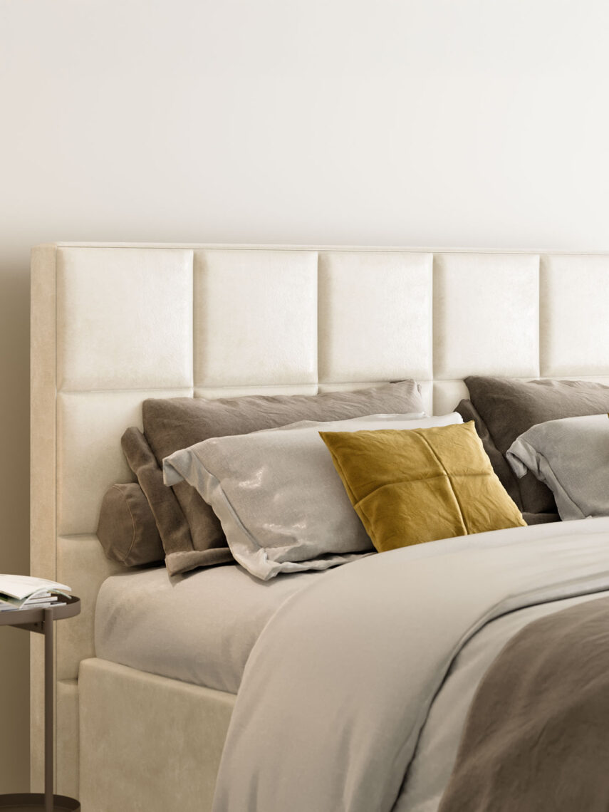 Polsterbett mit Bettkasten und Lattenrost 180x200 Samt Velours Stoff Beige Castle 3 miubett.de