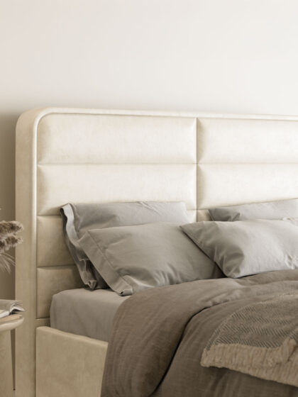 Polsterbett mit Bettkasten und Lattenrost 180x200 Samt Velours Stoff Beige Chill 3 miubett.de