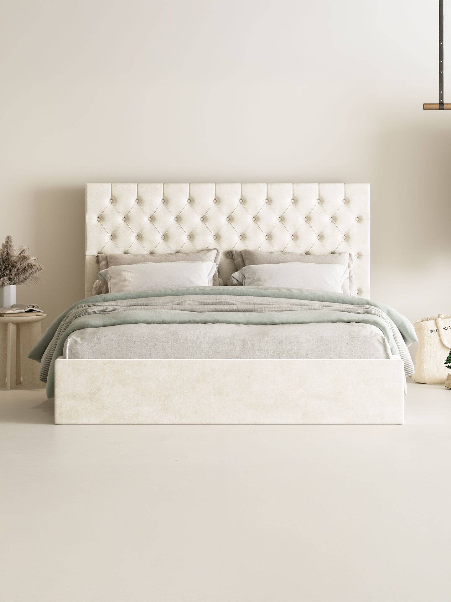 Bett mit Stauraum in Samt Velours GIO