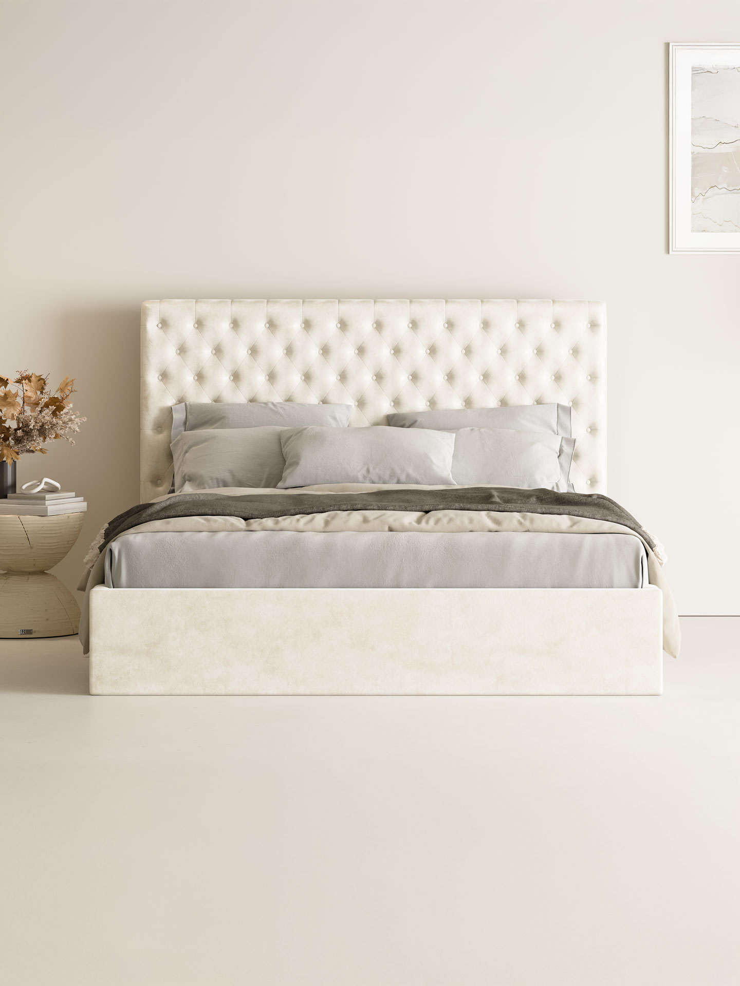 Bett mit Stauraum in Samt Velours GRACIA