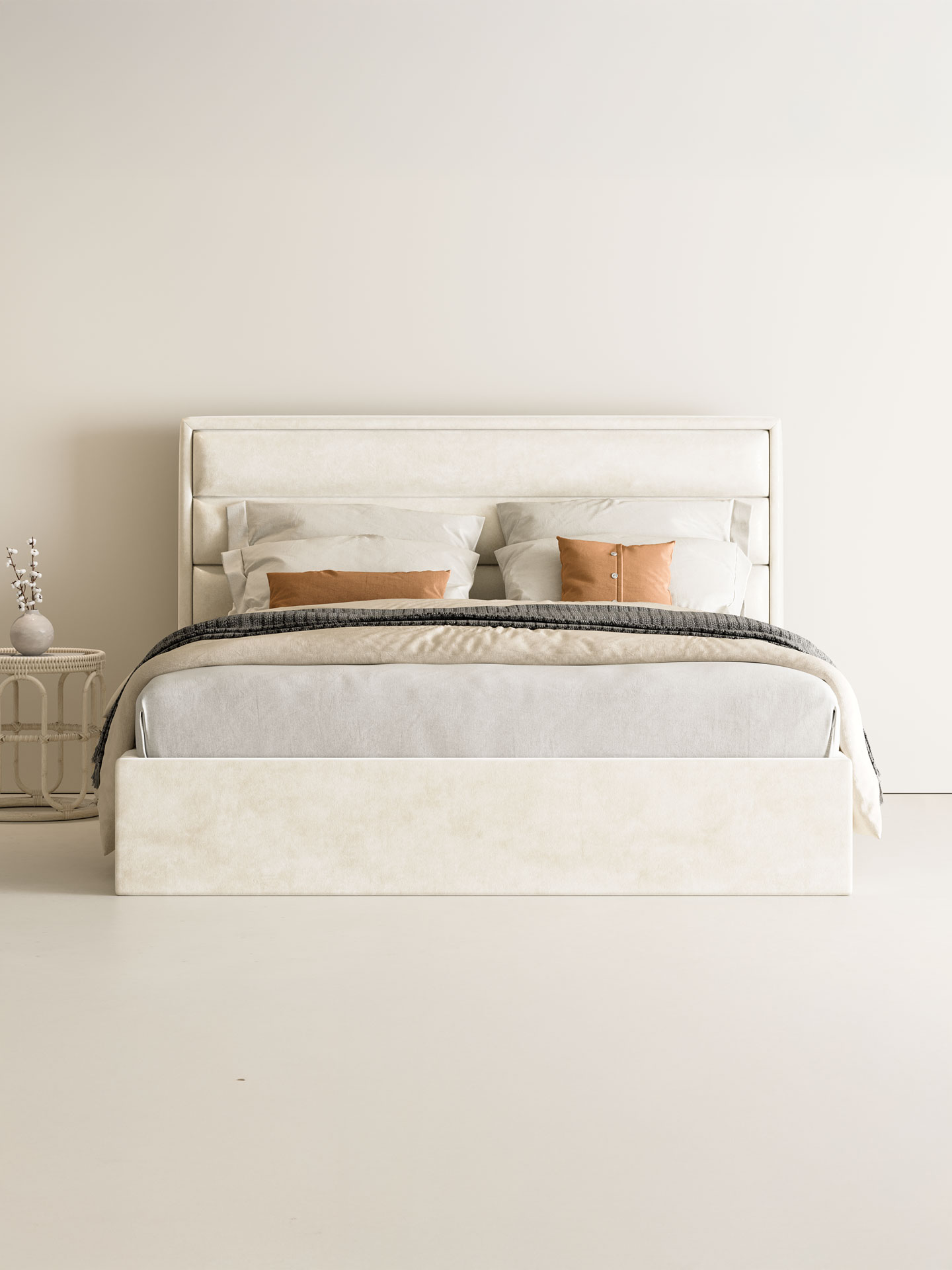 Bett mit Stauraum in Samt Velours HERA