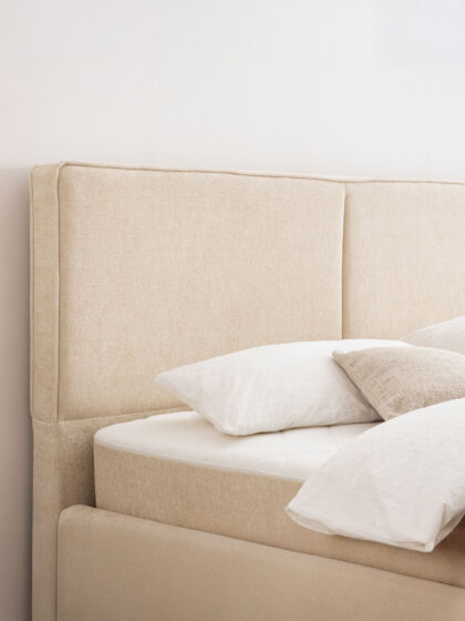 Polsterbett mit Bettkasten und Lattenrost 180x200 Teddy Boucle Stoff Beige Lima 5 miubett.de