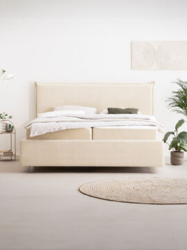 Bett mit Stauraum in Teddy-Bouclé LISS