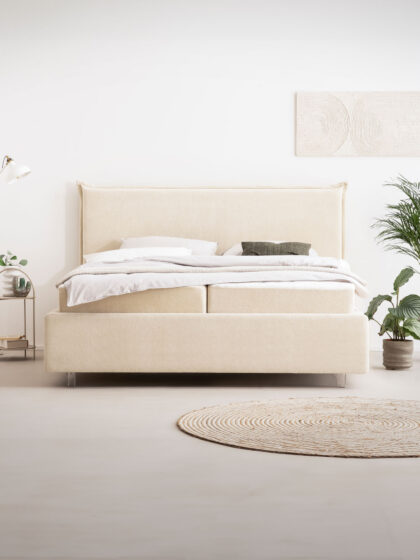 Bett mit Stauraum in Teddy-Bouclé LISS