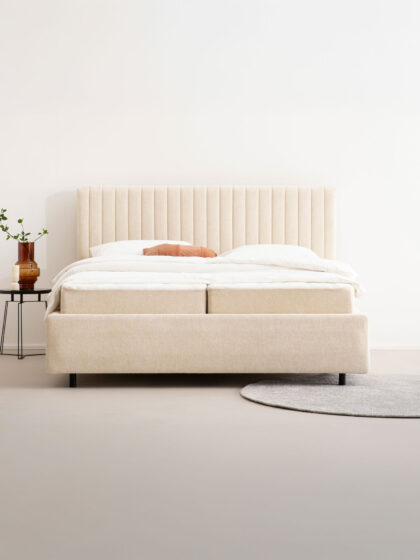 Bett mit Stauraum in Teddy-Bouclé SION