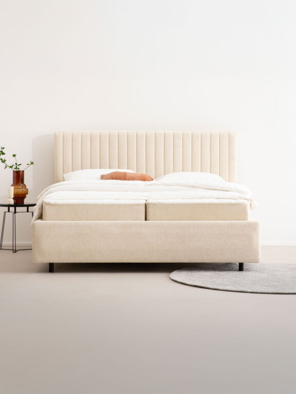 Bett mit Stauraum in Teddy-Bouclé SION
