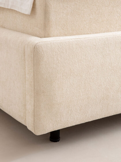 Polsterbett mit Bettkasten und Lattenrost 180x200 Teddy Boucle Stoff Beige SION 7 miubett.de
