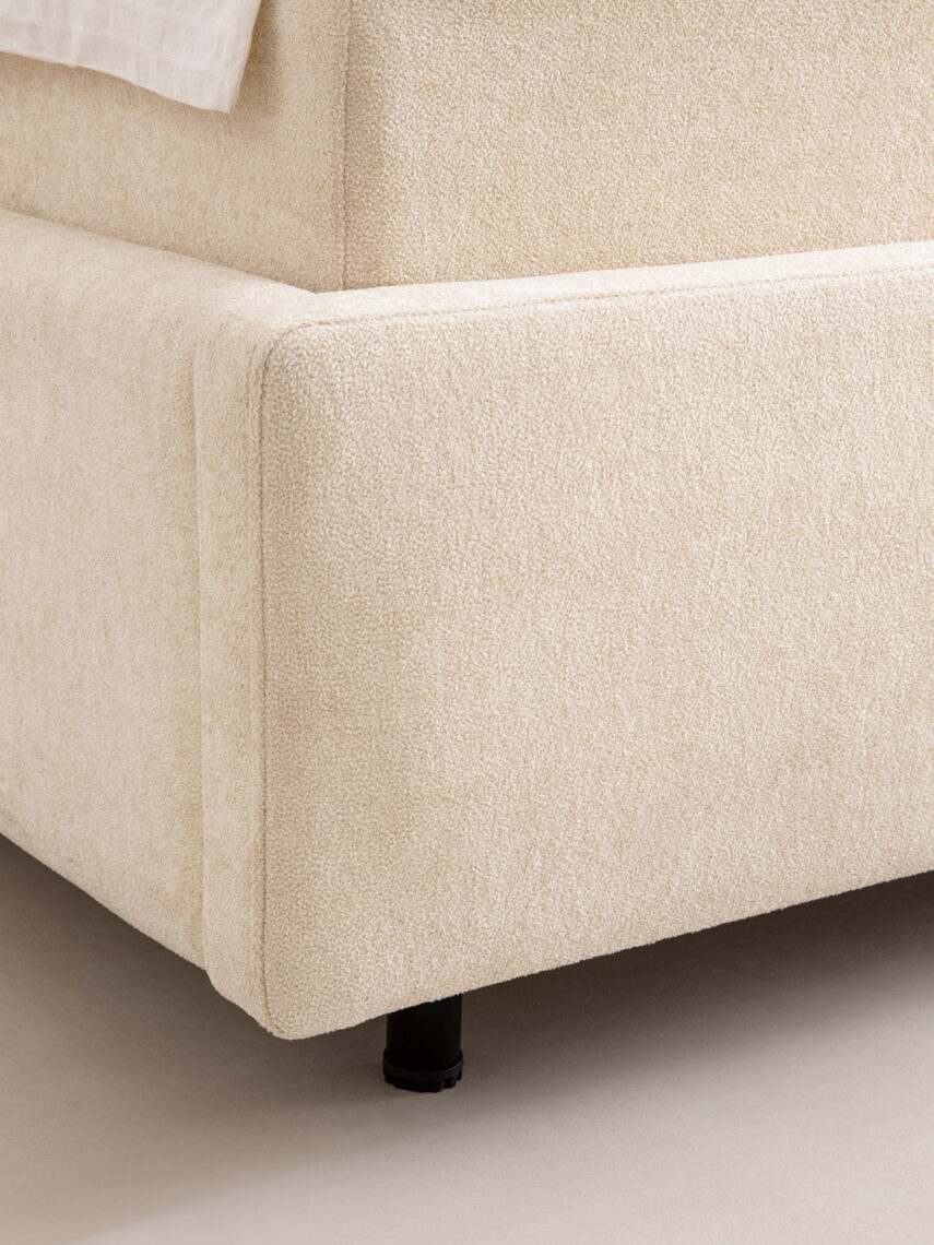Polsterbett mit Bettkasten und Lattenrost 180x200 Teddy Boucle Stoff Beige SION 7 miubett.de