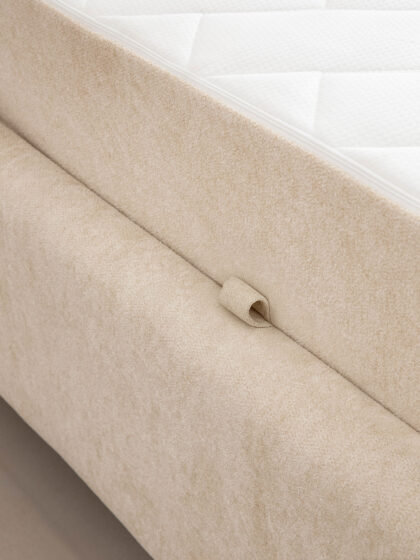 Polsterbett mit Bettkasten und Lattenrost 180x200 Teddy Boucle Stoff Beige SION 8 miubett.de