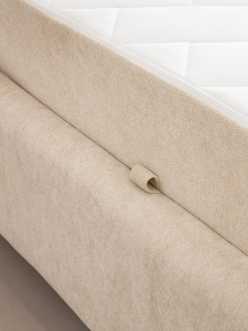 Polsterbett mit Bettkasten und Lattenrost 180x200 Teddy Boucle Stoff Beige SION 8 miubett.de
