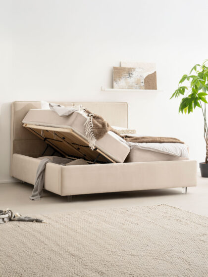 Polsterbett mit Bettkasten und Lattenrost 180x200 Velvet Velours Stoff Beige Lima 4 miubett.de