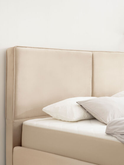 Polsterbett mit Bettkasten und Lattenrost 180x200 Velvet Velours Stoff Beige Lima 5 miubett.de
